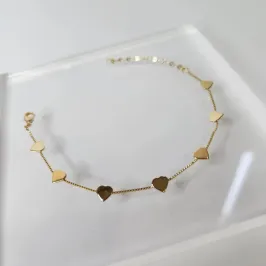 PULSEIRA OURO CORAÇÕES CHAPADOS