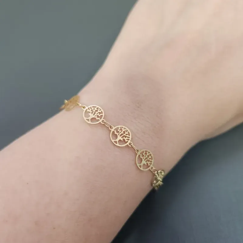 PULSEIRA OURO ARVORE DA VIDA VAZADA